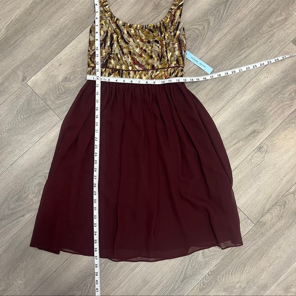 NEW Antonio Melani Burgundy Flow Sheer Layered Multicolor Top Women's Size 2 - Picture 5 of 9